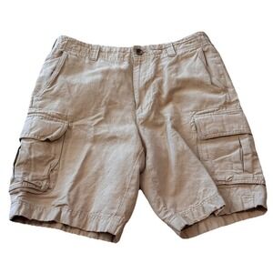 Brooks Brothers Mens 34 X 9 Linen Cotton Cargo Shorts Flat Front Button Pockets
